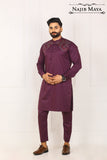 Purple Embroidered Kurta Pajama For Men's