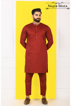 Load image into Gallery viewer, Maroon Stylish Embroidered Kurta Pajama For Men&#39;s