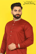 Load image into Gallery viewer, Maroon Stylish Embroidered Kurta Pajama For Men&#39;s