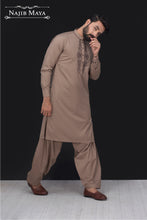 Load image into Gallery viewer, Brown Stylish Embroidered Kurta Pajama For Men&#39;s
