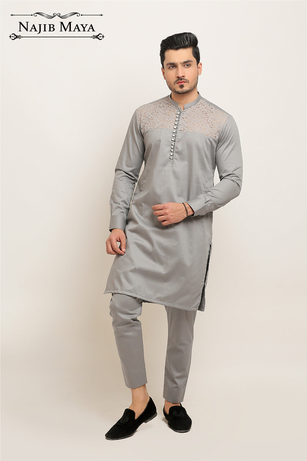 Grey Stylish Kurta Pajama For Men's