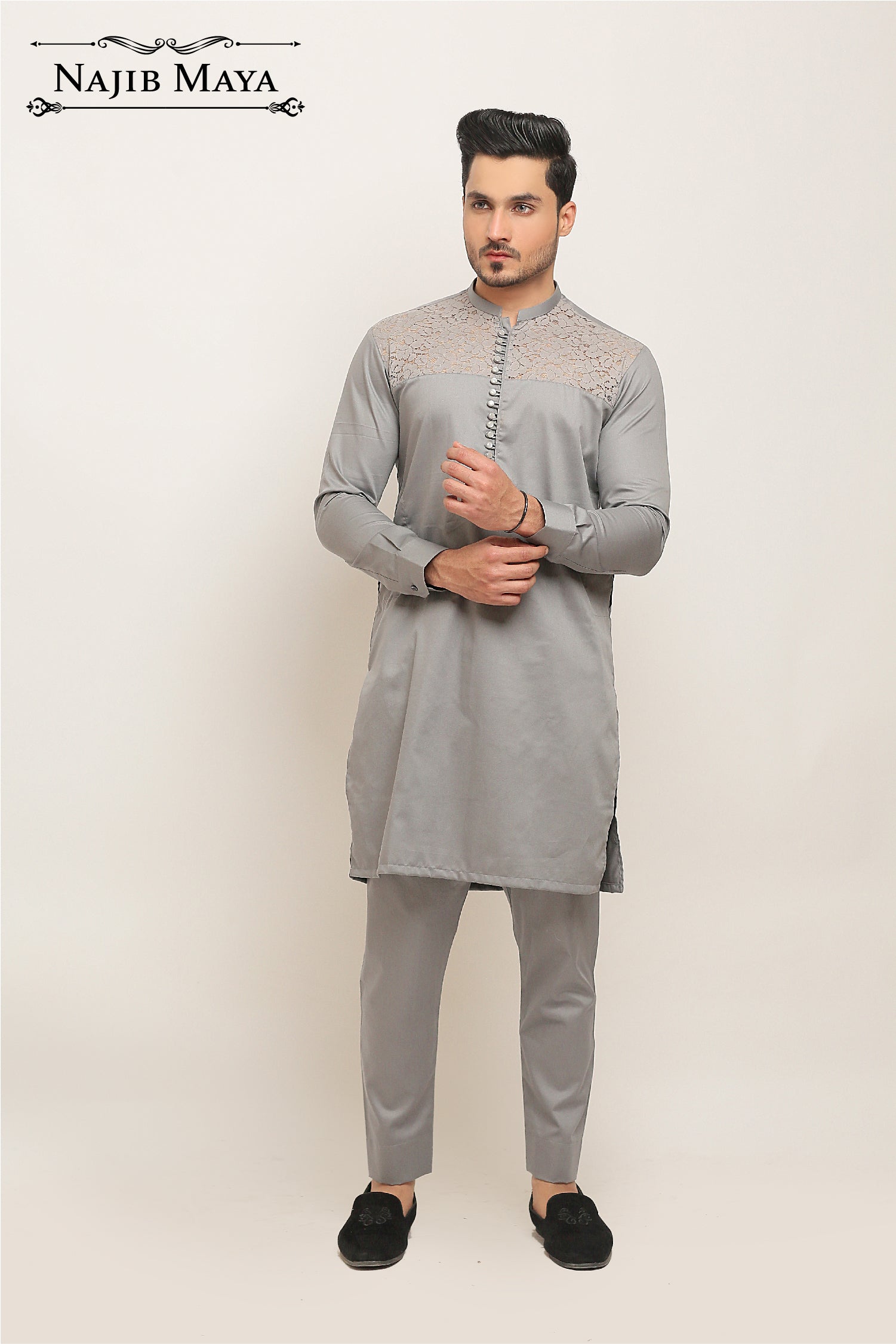 Grey Stylish Kurta Pajama For Men's Main image