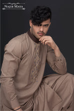 Load image into Gallery viewer, Brown Front Embroidery Kurta Pajama For Men&#39;s