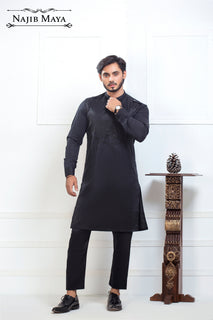 Black Elegant Kurta Pajama For Men's