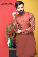 Load image into Gallery viewer, Rust Embroidered Kurta Pajama For Men&#39;s