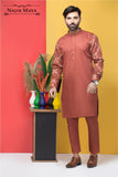 Rust Embroidered Kurta Pajama For Men's