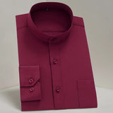 Maroon Sherwani Collar Formal Shirt For Men's