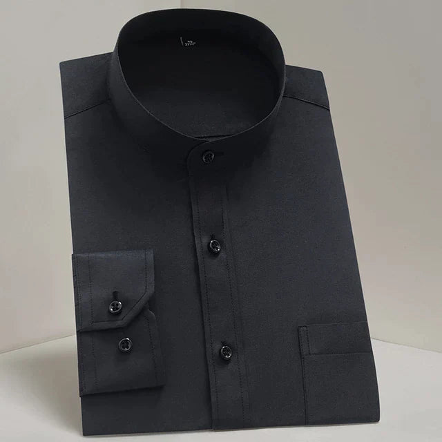 Black Sherwani Collar Formal Shirt For Men's Main image