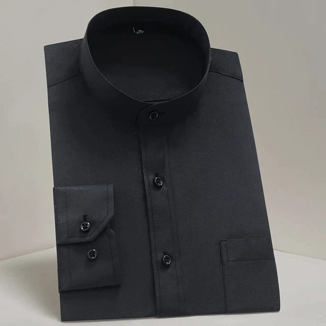 Black Sherwani Collar Formal Shirt For Men's