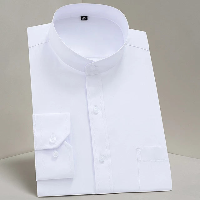 White Sherwani Collar Formal Shirt For Men's