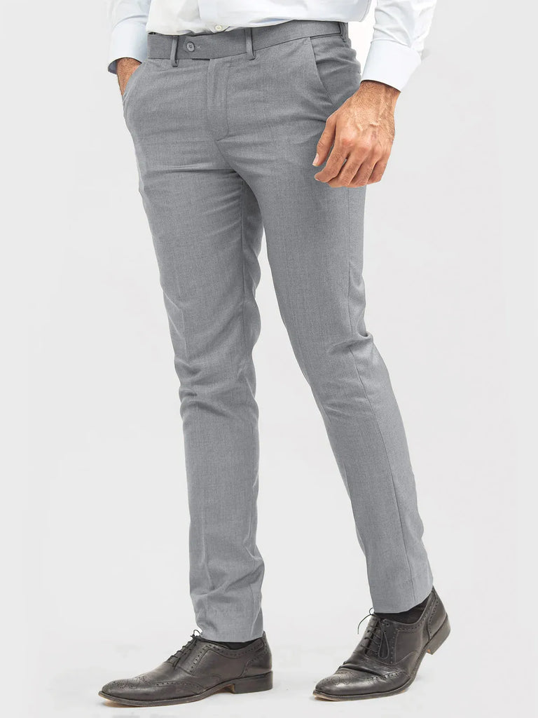 Steel Grey Self Formal Dress Pant For Men's