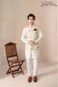 Cream Golden Embroidered Waist Coat For Men's