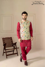 Multi Embroidered Waist Coat For Men's