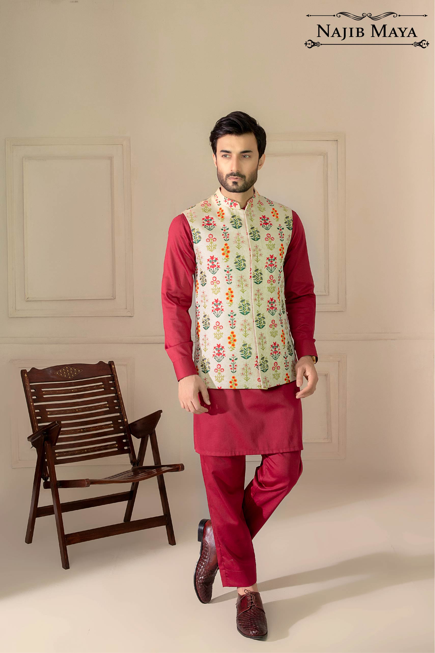 Multi Embroidered Waist Coat For Men's