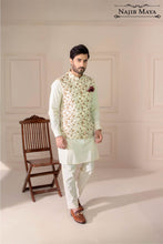 Load image into Gallery viewer, Cream With Golden Embroidery Waist Coat For Men&#39;s