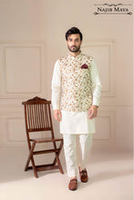 Load image into Gallery viewer, Cream With Golden Embroidery Waist Coat For Men&#39;s