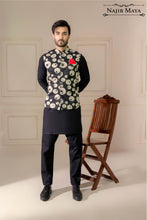 Load image into Gallery viewer, Black Designing Embroidered Waist Coat For Men&#39;s