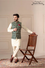 Load image into Gallery viewer, Green With Golden Embroidered Waist Coat For Men&#39;s