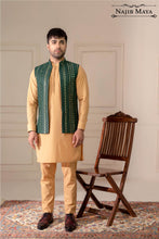 Load image into Gallery viewer, Green Sequence Embroidered Waist Coat For Men&#39;s