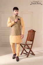 Load image into Gallery viewer, Brownish Golden Embroidered Waist Coat For Men&#39;s