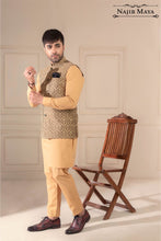 Load image into Gallery viewer, Brownish Golden Embroidered Waist Coat For Men&#39;s