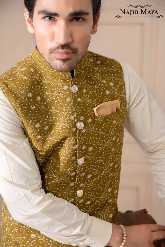 Dhaani Embroidery Waist Coat For Men's