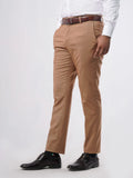 Wood Brown Self Formal Dress Pant For Men's