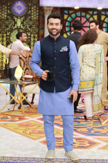 Navy Blue Elegant Waist Coat For Men's