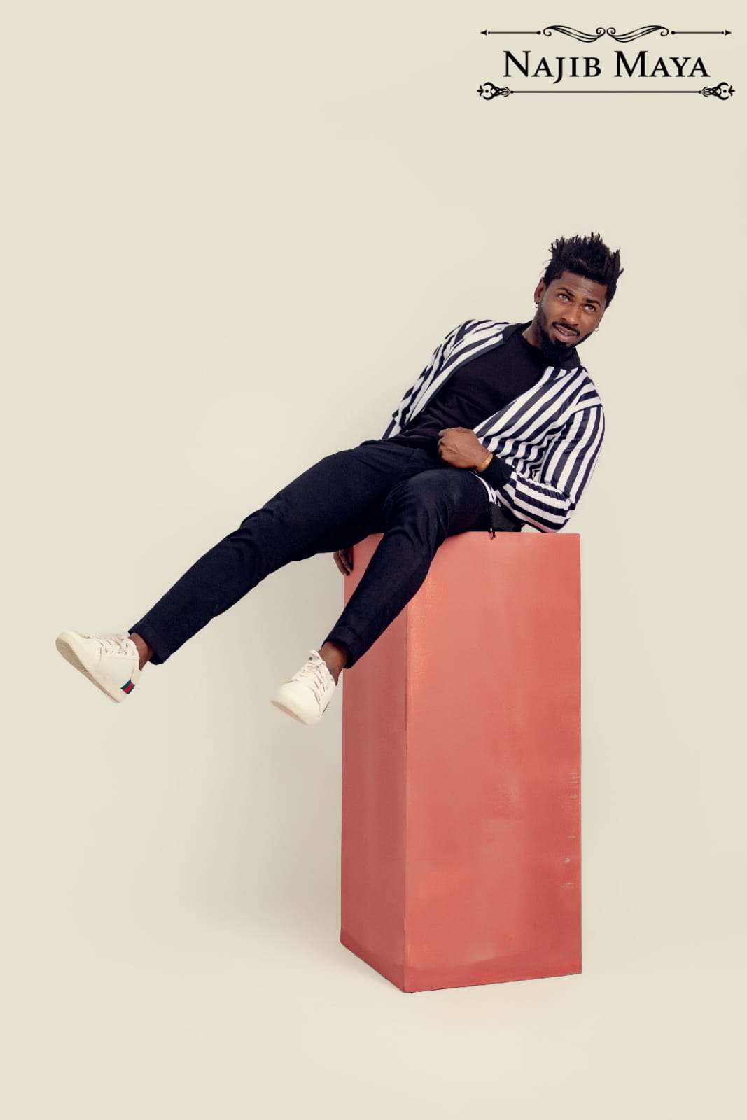 Black & White Bomber Jacket For Men's Secondary image