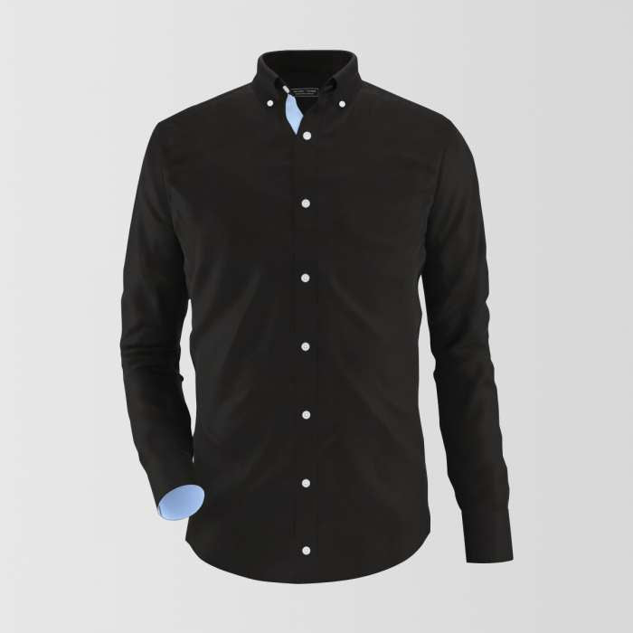 Black Formal Shirt With Blue Contrast For Men s