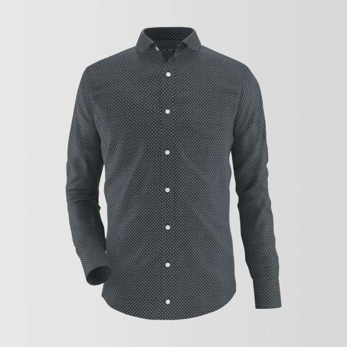 Black Polka Dot Formal Shirt For Men's