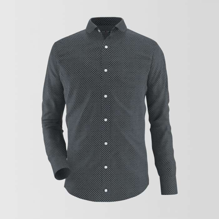 Black Polka Dot Formal Shirt For Men's