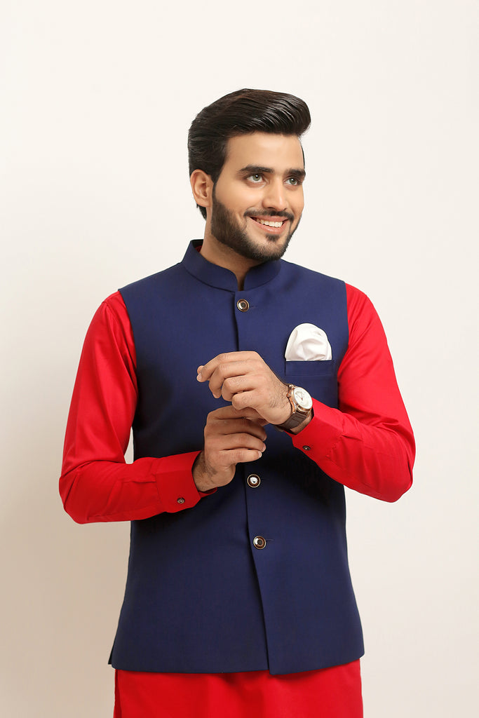 Navy Blue Waist Coat For Men's
