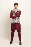 Off & Maroon Waist Coat For Men's