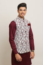 Load image into Gallery viewer, Off &amp; Maroon Waist Coat For Men&#39;s