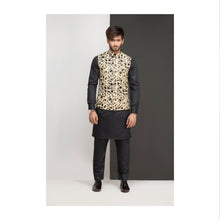 Load image into Gallery viewer, Beige With Black Embroidery Waist Coat For Men&#39;s