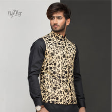 Load image into Gallery viewer, Beige With Black Embroidery Waist Coat For Men&#39;s