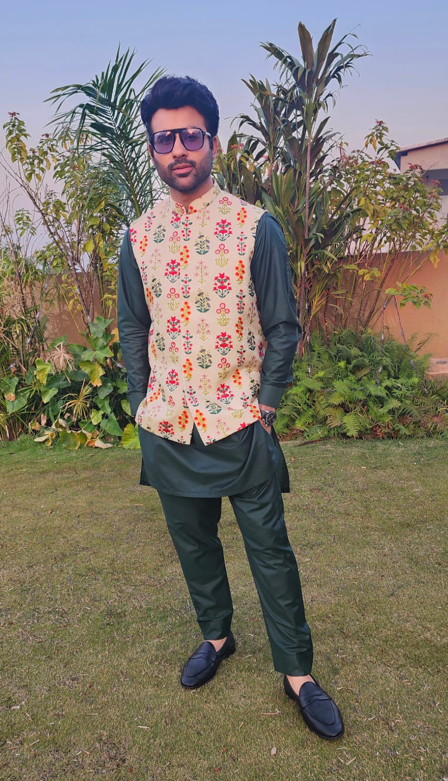 White Multi Embroidered Waist Coat For Men's Main image