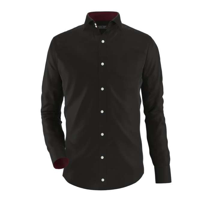 Black Formal Shirt With Maroon Contrast For Men's