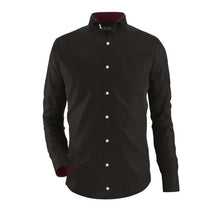 Load image into Gallery viewer, Black Formal Shirt With Maroon Contrast For Men&#39;s