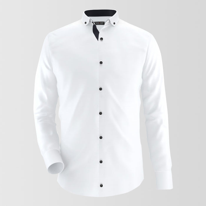White Formal Shirt With Black Contrast For Men's