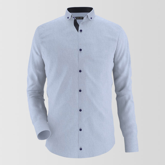 Light Gray Formal Shirt With Black Contrast For Men's Main image