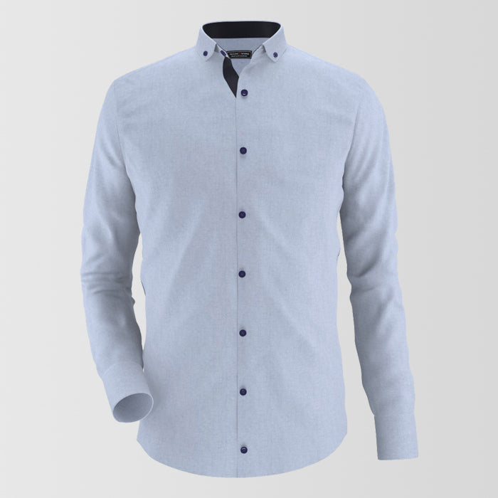 Light Gray Formal Shirt With Black Contrast For Men's