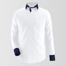 Load image into Gallery viewer, White Formal Shirt With Royal Blue Contrast For Men&#39;s