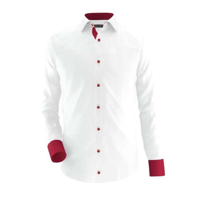White Formal Shirt With Red Contrast For Men's
